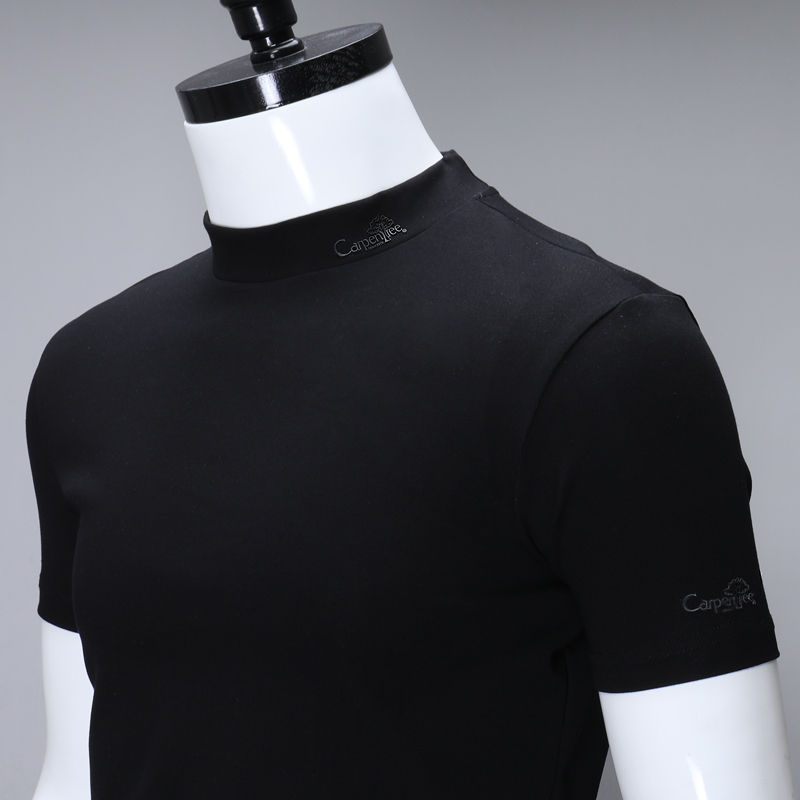 Men's Short-Sleeve Turtleneck Shirt, Summer Regular Shoulder Fit, 2026 Slim-Fit Half-Turtleneck T-Shirt, ins Black Top, Trendy Brand Men's Short-Sleeve Turtleneck Shirt, Summer Regular Shoulder Fit, 2026 Slim-Fit Half-Turtleneck T-Shirt, ins Black Top, Trendy Brand
