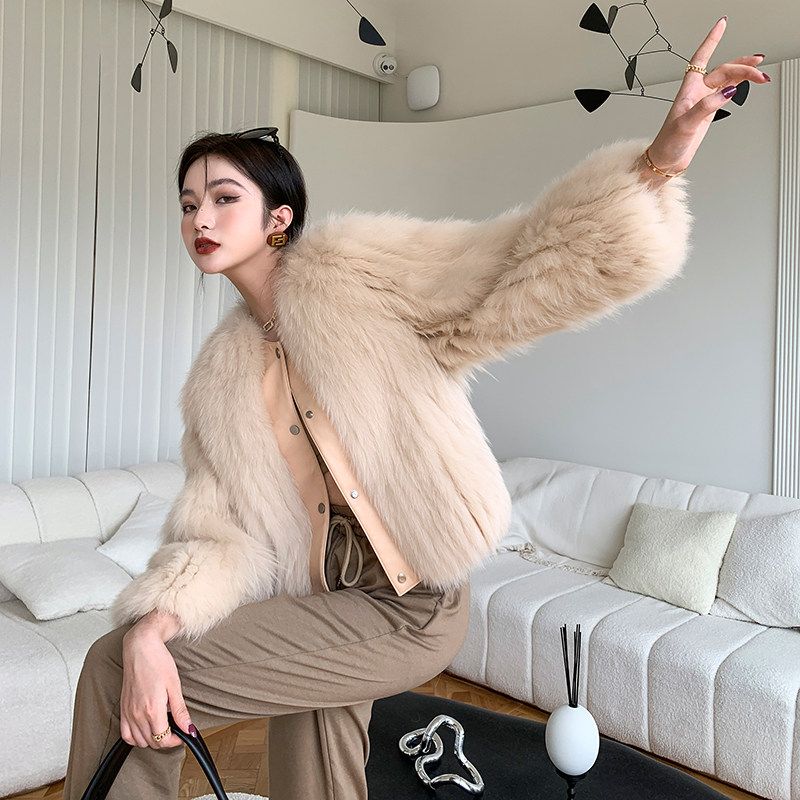Alice Garden 2021 new fox fur car strip fur coat women's young short fashionable fur coat
