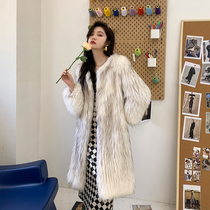 AUS autumn and winter raccoon wool woven fur coat womens long Net Red fashion hot warm young fur coat