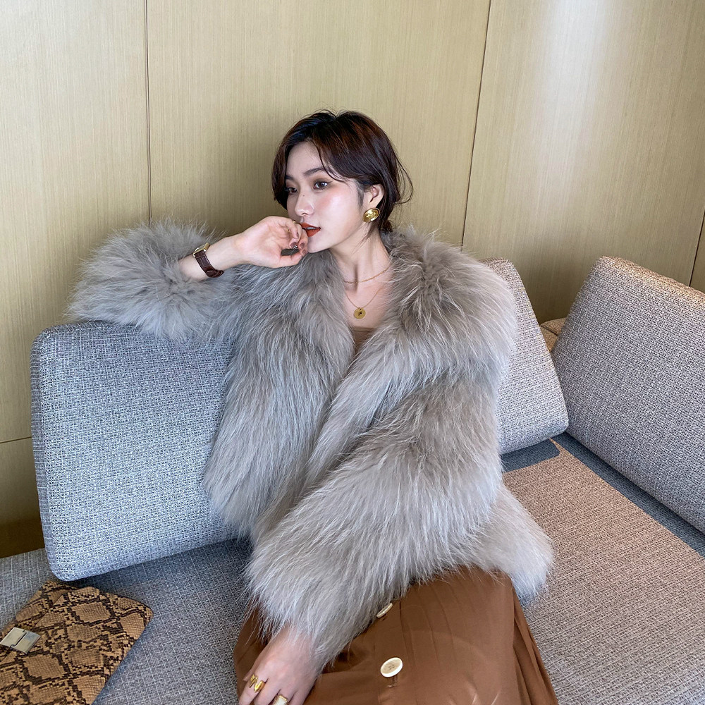 100 change of trendy fine raccoon fur bifacial weave thickened generous collar fur coat with female fur coat 2020 new