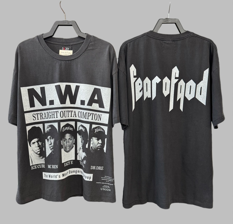 Factory Boss Nwa Gang Vtg Short-Sleeve 1of1 Base Fabric Cylindrical Cloth Washed Vintage Screen-Printed High Street Pure Cotton T-Shirt