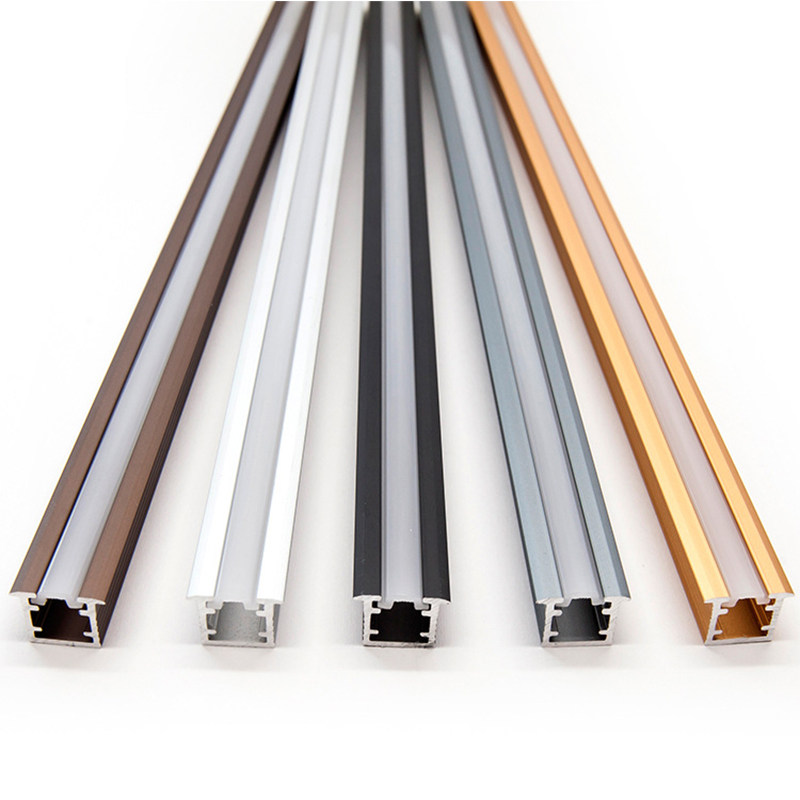 Gold LED light trough U-shaped embedded concealed line light living room aisle line light custom aluminum trough light with card slot