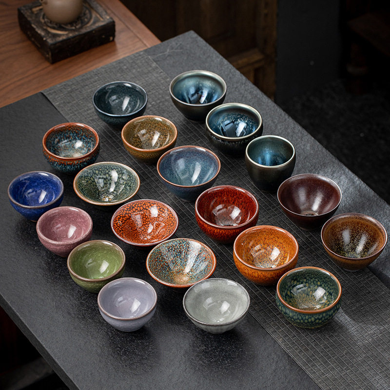 Jianyang Jianzhan Ceramic Kiln-changed Oil Drop Raw Ore Iron Body Master Cup Kung Fu Tea Cup Tea Tasting Cup Tea Set Tea Bowl