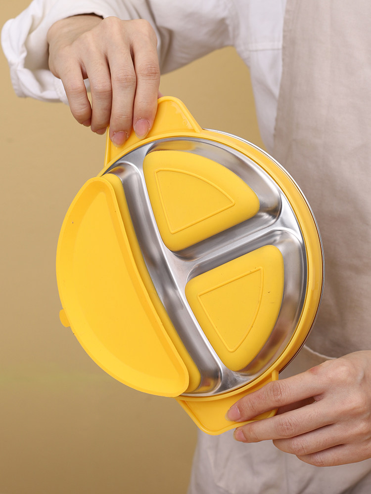 Baby Plate with Suction, Divided Compartments and Lid, 316 Stainless Steel, Special Rice Bowl for Boys and Girls, Children's Eating Bowl, Baby Suction Cup