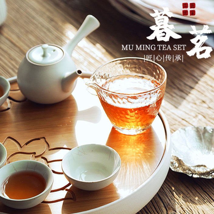 Yu Kunfu Tea Set Set Japanese Simple Ceramic Tea Cup Tea Pot Household Living Office Building Tea Combination