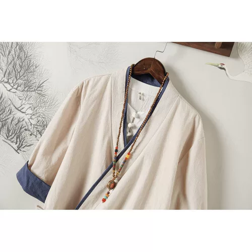 Летнее ханьфу, китайский стиль, свободный крой, из хлопка и льна