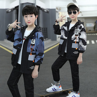 Children's clothing boys' jackets 2021 spring and autumn new middle-aged children's fashion jackets children's Korean version hooded tops