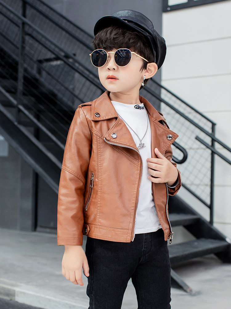 Children's clothing boys' leather clothing 2022 new autumn and winter Korean version of children's leather jackets Western style baby jacket tide
