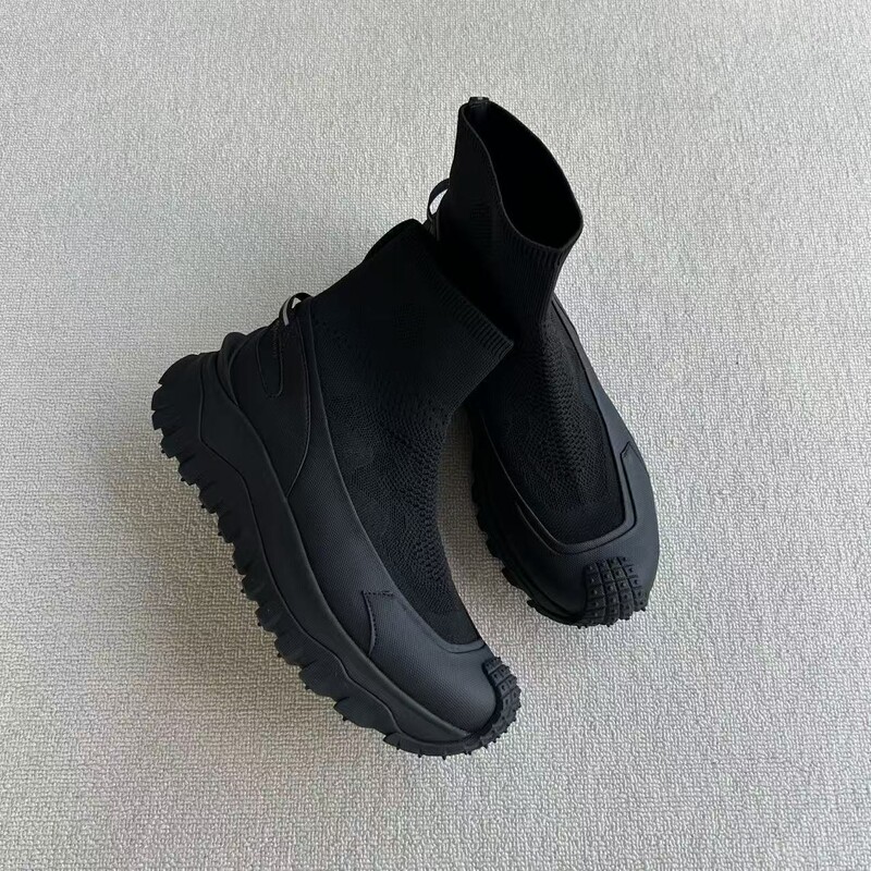 Popular Slip-On Sports Knit Casual Shoes, Chelsea Boots, Mid-Calf Sock Boots, Breathable Trendy Men's Boots