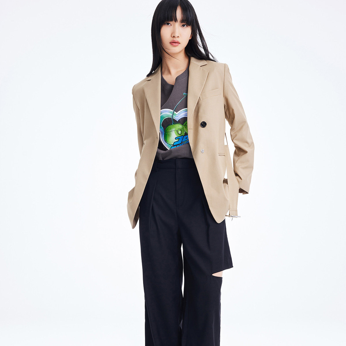 (Same style in shopping mall) LILY autumn new women's clothing niche design sense French waist suit jacket top