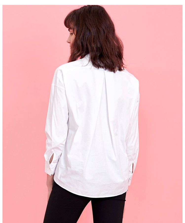 Lily2018 xuân mới kinh doanh phụ nữ đi làm OL áo cotton thoải mái 117120C4219 áo sơ mi khoác ngoài nữ