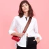 Lily2018 xuân mới kinh doanh phụ nữ đi làm OL áo cotton thoải mái 117120C4219 áo sơ mi đen nữ Mùa xuân