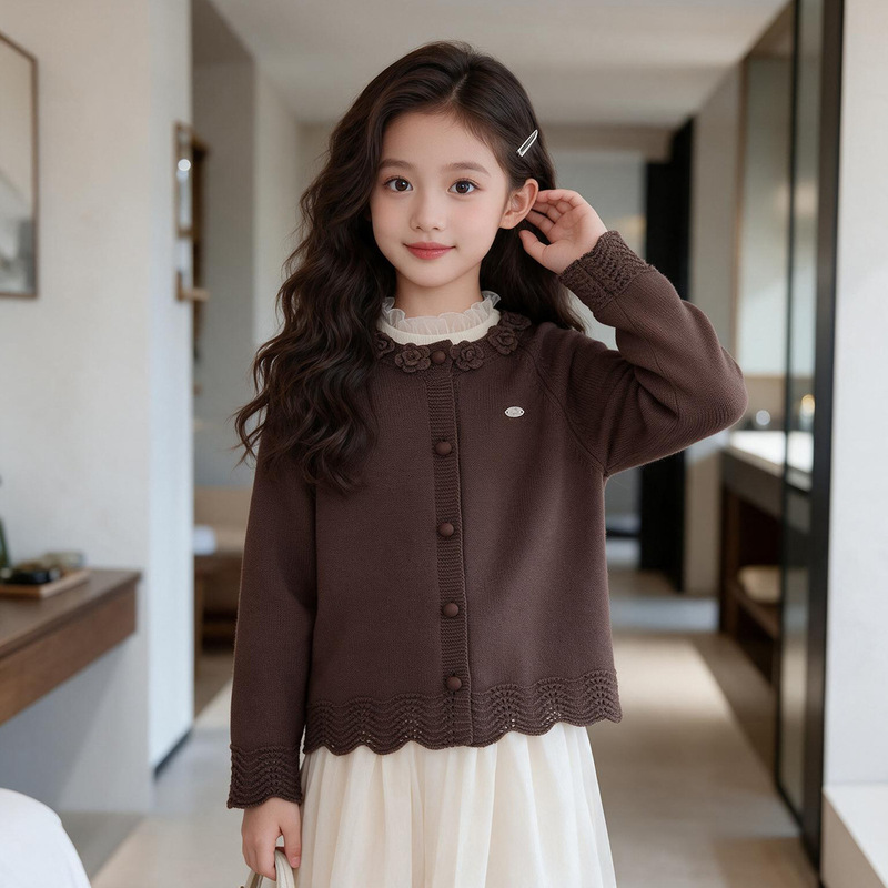 Authentic Disney Judy Girls' Children's Sweater Spring and Autumn Pullover Knitwear Cardigan Base Layer Girls' Pullover Knit Sweater