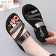 New Style Women's Slippers for Outdoor Wear, Trendy Summer Flat Sandals, Beach Non-Slip Fashion Rhinestone Lightweight Comfortable Sandals
