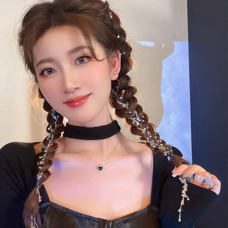 Li Qin's Clever Love Hair Chain Braided Hair Accessory - Early Spring High-End Ponytail Star Hair Accessory Pearl Hair Clip
