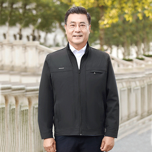 爸爸外套春季薄款中老年男装夹克休闲上衣
