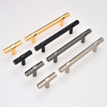 Corn type modern simple style wardrobe door solid black handle light luxury wine cabinet drawer real gold door handle Gray