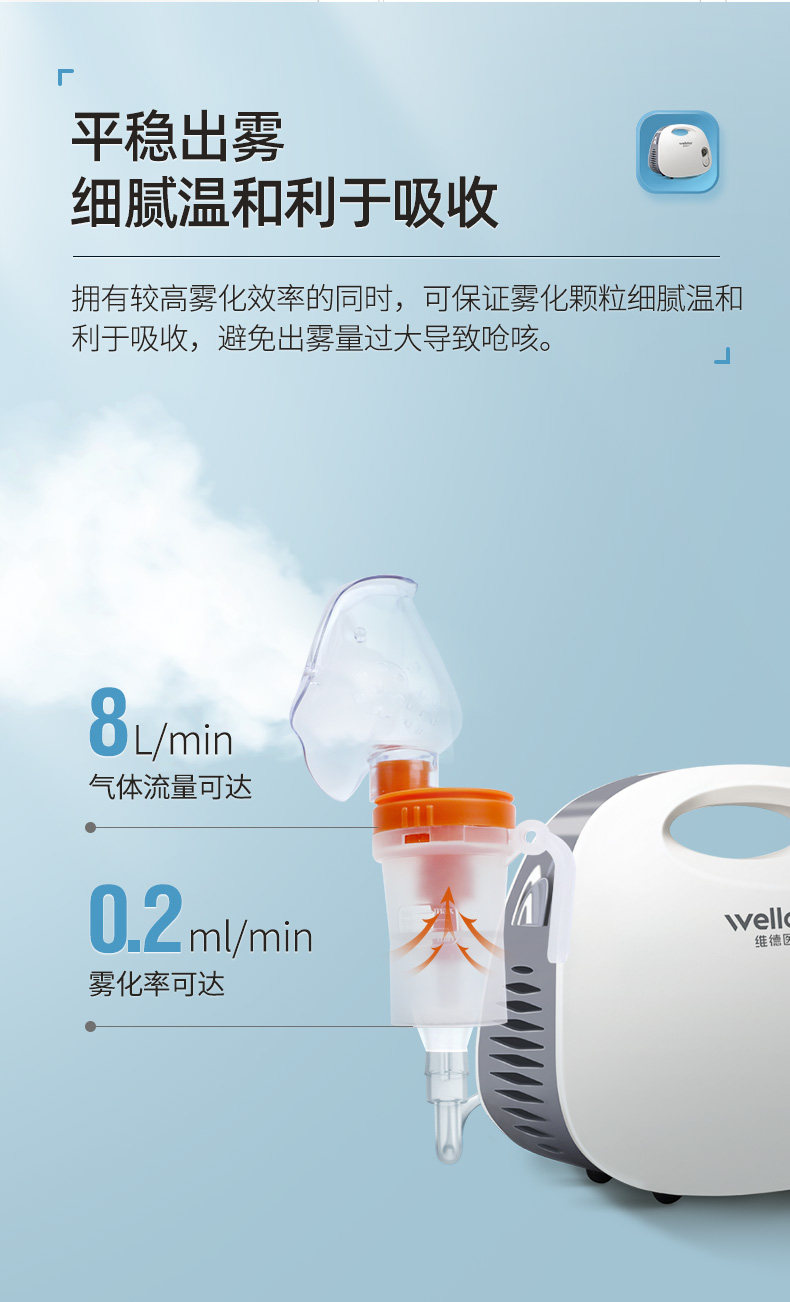维德医疗 医用级 空气压缩雾化器 雾化速率可调 图8