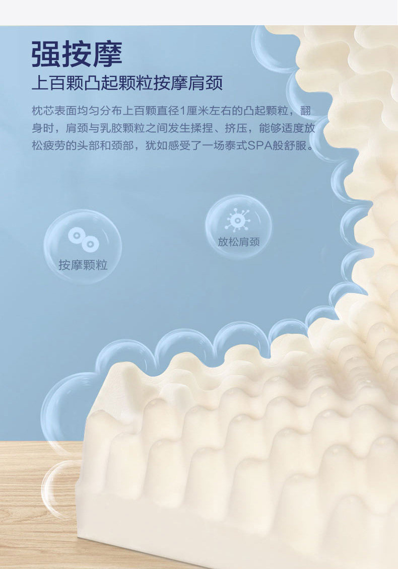 乐扣乐扣 90%天然乳胶枕 柔弹支撑颈椎 图9