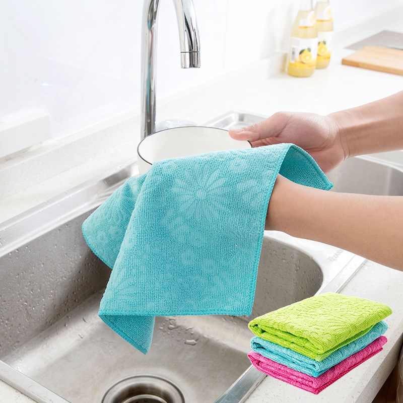 Kitchen thickening is not easy to drop friction soft fiber pot cloth stained with dishes washing dishes and washing towels cleaning rag housework
