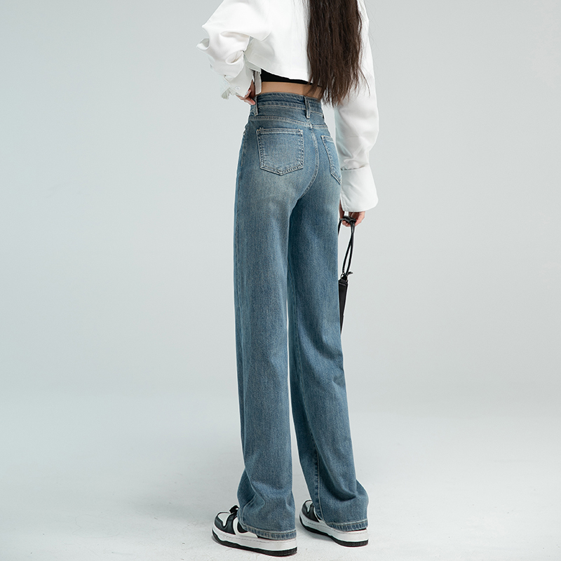 Wide-Leg Pants for Women, Spring and Autumn, Straight Loose Jeans, Vintage Style, Petite Size, 2026 New Model, Early Spring, Popular This Year Wide-Leg Pants for Women, Spring and Autumn, Straight Loose Jeans, Vintage Style, Petite Size, 2026 New Model, Early Spring, Popular This Year