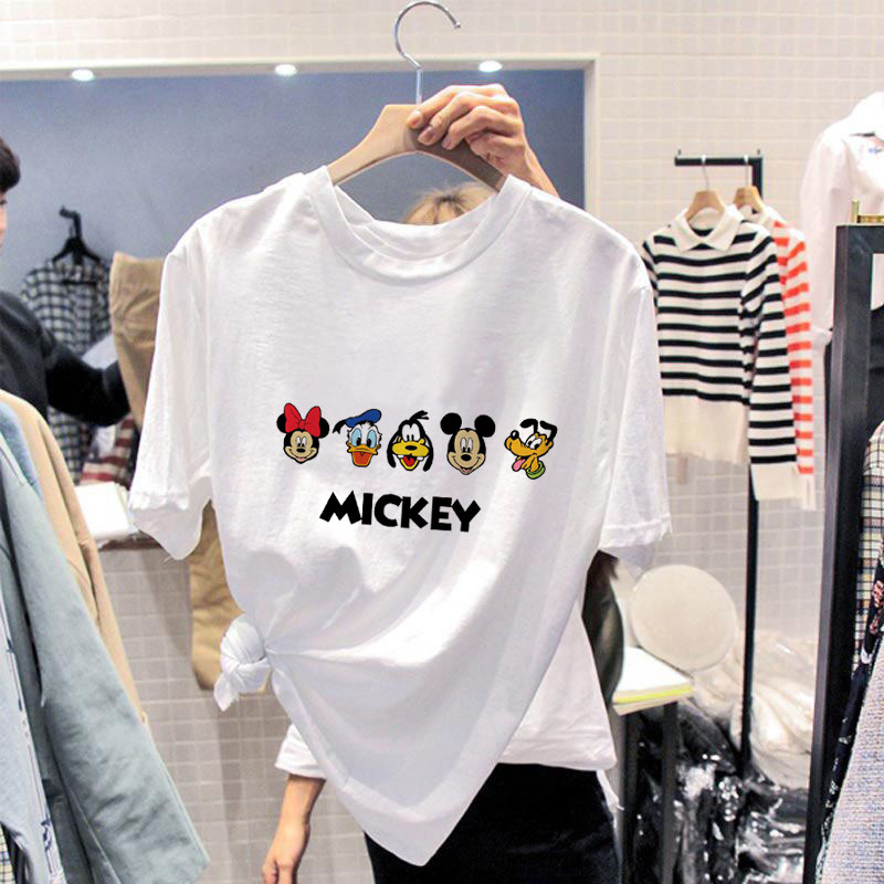 Pure cotton short sleeve white T-shirt female cartoon Mickey students leisure Han printed letters with a clothes tide