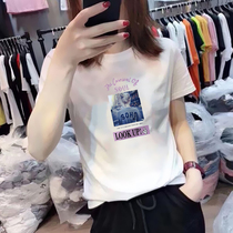 2022 Summer new Euro stock pure cotton short sleeve T-shirt Female port Wind Ocean Masculinity Alphabet 100 hitch Compassionate Jacket Tide