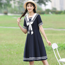 Japanese college Feng Shui hand suit dress Summer student girlfriends and sisters navy style jk uniform skirt genuine length