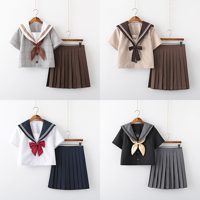 Genuine jk uniform Girls summer clothes 12-year-old primary school student 9 College Feng Shui hand clothes Children jk skirt full outfit 10