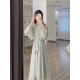 Green long-sleeved dress women's early autumn 2023 new French niche design high-level temperament gentle wind skirt