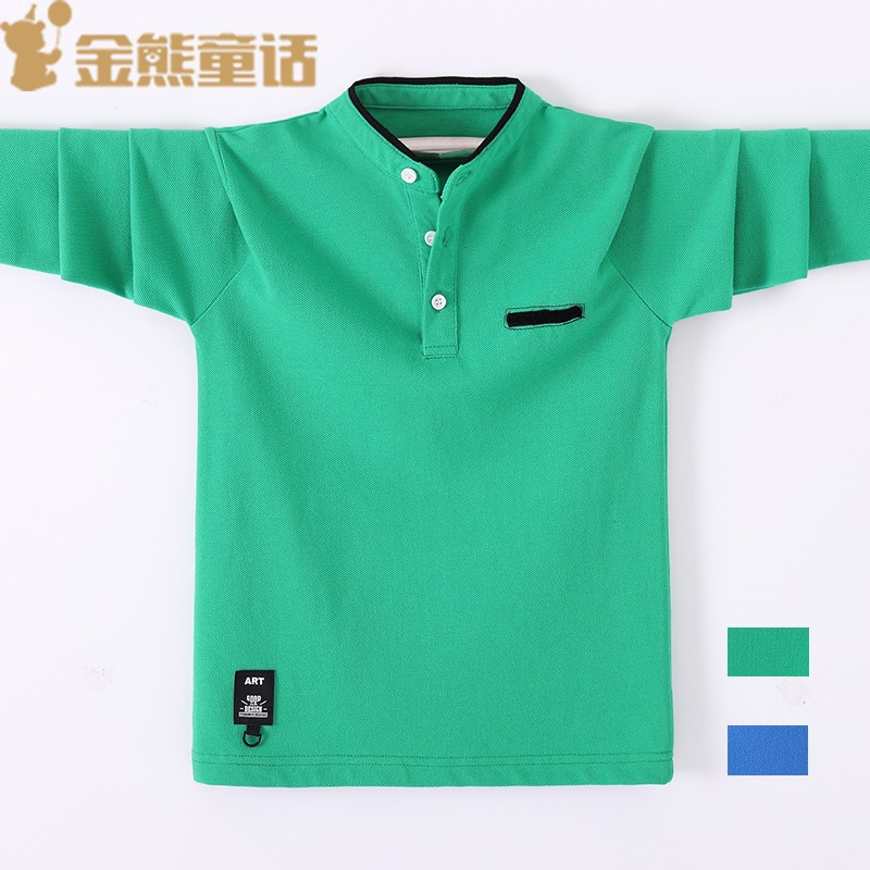 dài tay đáy xuống cậu bé áo thun cotton mùa xuân mới giữa và lớn cậu bé 10 tuổi đứng cổ áo khoác mỏng triều con trẻ em.