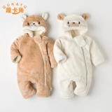 Детский бархатный демисезонный удерживающий тепло милый пуховик для новорожденных подходит для мужчин и женщин для девочек для выхода на улицу, боди, увеличенная толщина