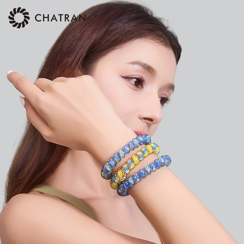 Chatra Van Gogh Starry Night Sunflower Phone Cord Hair Tie Pearl Earrings Girl Hair Rope Water Lily Accessories Self-Portrait