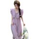 Purple dress female summer 2022 new temperament French v-neck fairy skirt stunning skirt high-end sense royal sister