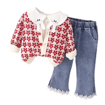 Girls Suits Baby Spring and Autumn Korean Version 2024 Autumn New Girls Clothes Fashionable Jackets Cardigans Baby Childrens Clothes