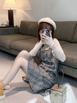 Small man high foreign style suit temperament goddess fan clothes strap skirt dress bottom two-piece autumn and winter