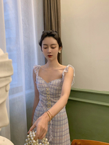 2020 summer dress new womens size sling plaid skirt temperament goddess fan clothes can sweet salt dress