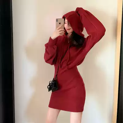 2020 new women's clothing spring destiny New Year battle dress sexy bungee red knitted hip dress