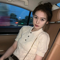 2021 summer new large size niche design sense light familiar fashion Korean short sleeve short polo knitted top women