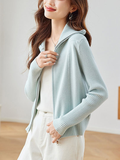 Women's Lapel Sweater Short Jacket Spring 2025 New Style Spring and Autumn Petite Fashionable Stylish Knitted Cardigan Top