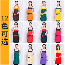 Korean style fashion apron with customized logo for kitchen cooking waterproof restaurant supermarket coffee shop mens and womens work clothes with printing