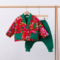 Красная одежда с зелеными брюками