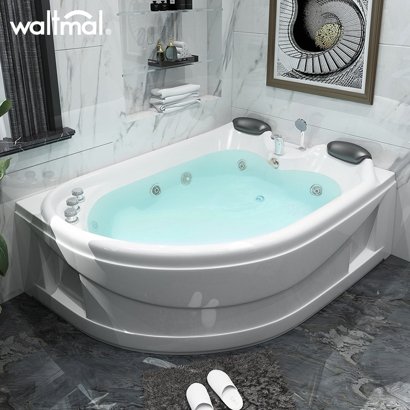 Waterma double bathtub acrylic fan-shaped home surfing constant temperature jacuzzi couples love bathtub 1 7m