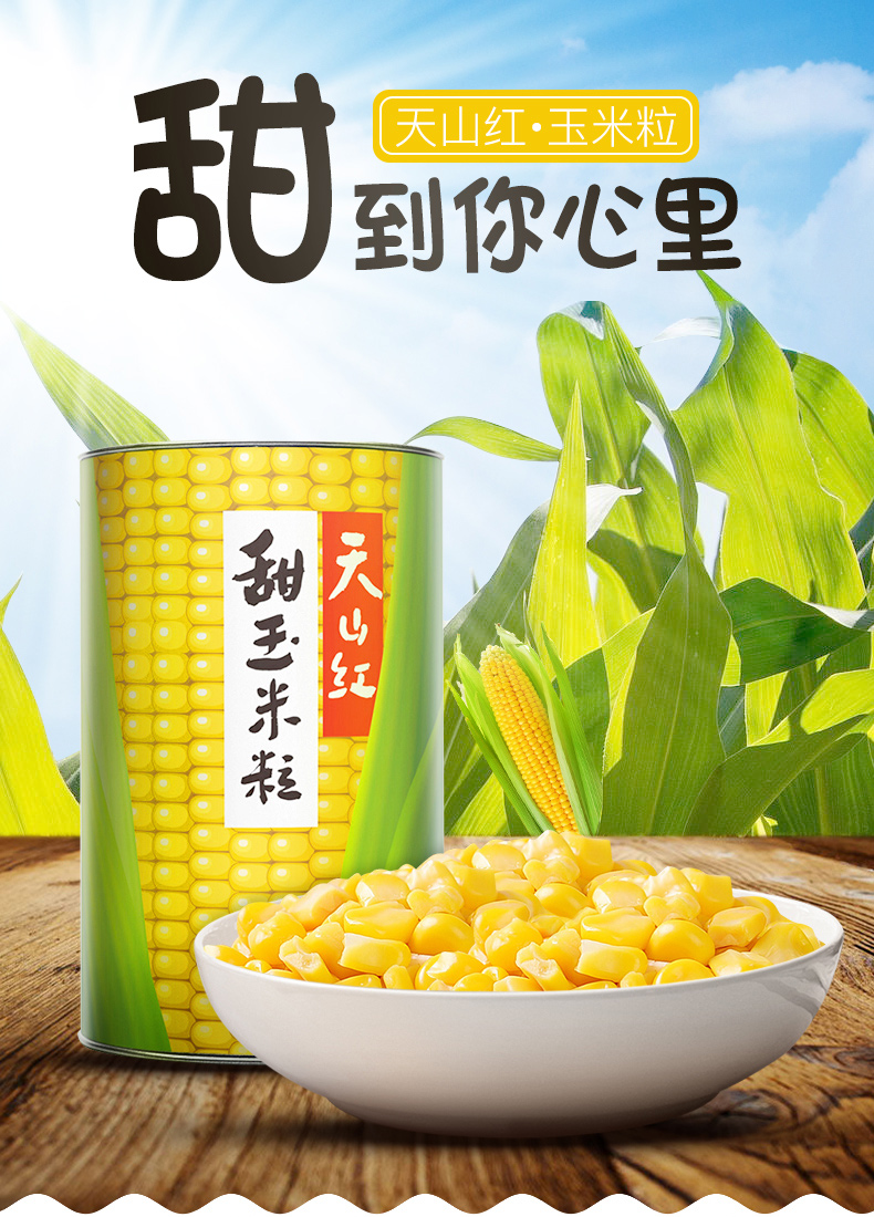 天山红 即食甜玉米粒罐头 410g*2罐 图1