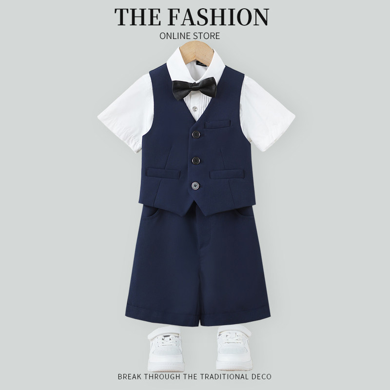 Summer Children's small suit boy's birthday gown suit Playboy host waistcoat Piano Show Costume-Taobao