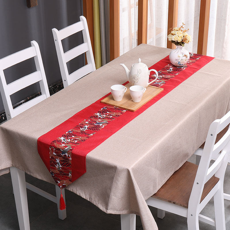 Solid color tablecloth fabric cotton and linen tablecloth Nordic minimalist coffee table festive red rectangular conference desk tablecloth