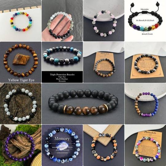 TEMU热销天然石手链男女高级感串珠手串厂家新品