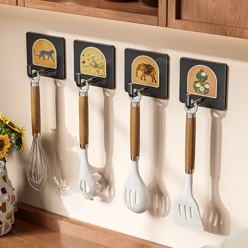 Vintage-Style Kitchen Creative Cute Hooks, Strong Load-Bearing, No-Drill Hooks for Entryway Doors, Bathroom Clothes Hooks