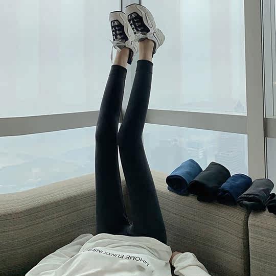 打底裤女秋冬外穿加绒加厚紧身棉裤150小个子裤子瘦身小脚裤冬季