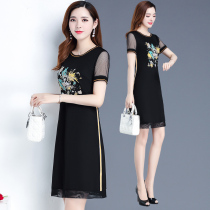 Floral A- line dress sub 2020 new Korean version of summer thin lady temperament middle-aged chiffon dress children tide